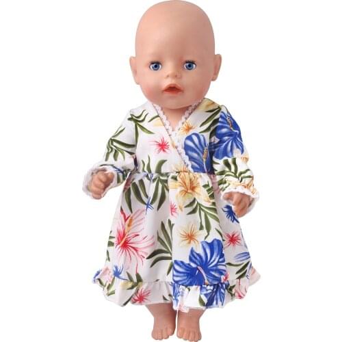 43 Cm Boy American Dolls Leaf print Skirt Hawaiian Beach Vacation Dress Born Baby Toys Accessories 18 Inch Girls Doll f907