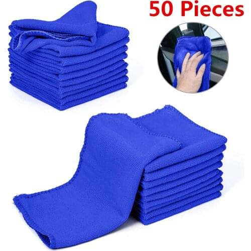 50 pieces Microfiber Car Wash Towel Soft Cleaning Car Care Cloths Wash Towel Duster 9.84'' x 9.84''Inch Microfiber Towel Car