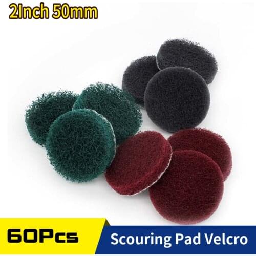 60 PCS 2 Inch 240-800 Grit Multi-purpose Flocking Scouring Pad Industrial Heavy Duty Nylon Cloth for Polishing & Grinding
