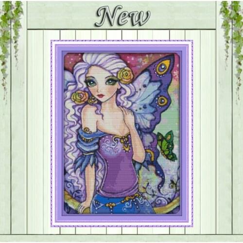 Butterfly fairy beauty Mascot flowers Decor counted printed on canvas DMC 11CT 14CT kits Cross Stitch embroidery needlework Sets