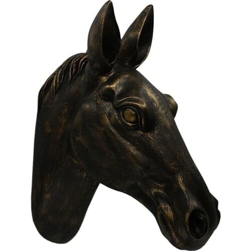 Horse Head Wall Decor, Sculpture, Home Living Room Accessories, Bar, Hotel, Office Decoration Gold Color