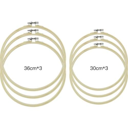 Crafts Wooden Frame New Bamboo Adjustable DIY Needlecraft Round Loop 6pcs Cross Stitch Wreath Multipurpose Use Embroidery Hoops