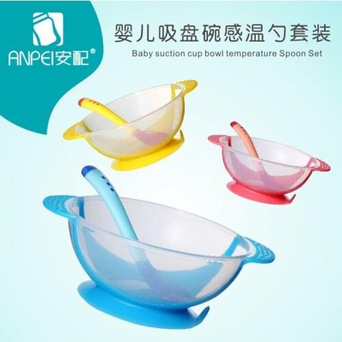 Childrens Tableware Baby Learning Dishes With Suction Cup Assist Food Bowl Temperature Sensing Spoon Baby Feeding Bowl