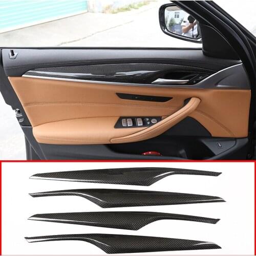 For BMW New 5 Series G30 G38 2017 2018 Real Carbon Fiber 4 Pcs Car Interior Door Decoration Panel Cover Trim Accessories