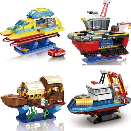 Creation Expert Ancient Chinese Moc Marine Vessel Building block Famous Flower Boats Model Bricks Toys for Kid Gift