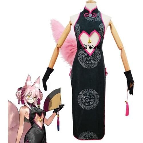 FGO Fate Grand Order Tamamo no Mae Koyanskaya Fox Secretary Cheongsam Dress Uniform Outfit Cosplay Costumes