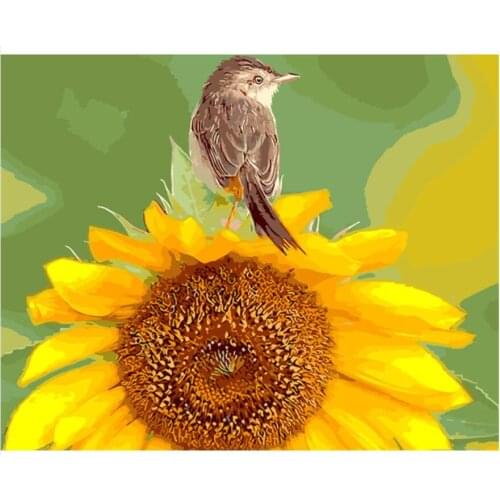Scenery Embroidery Mosaic Craft Sunflower Bird Diamond Painting Kit Bead Picture Wall Paper Rhinestones Drawing Christmas Gift