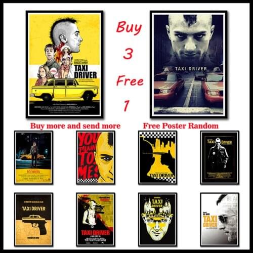 Classic movie Taxi Driver Robert De Niro Decorative Painting White Kraft Poster Wall stickerFrameless