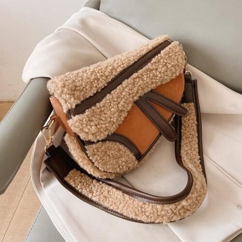 Faux Fur Cluth Bags 2021 Winter Soft Small Crossbody Shoulder Bag Womens Branded Trending Chain Handbags and Purses
