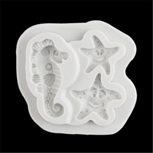 Starfish Hippocampus Mold Silicone Fondant Mold Candy Cake Chocolate Mold Soft Clay Tool K124