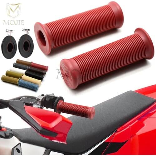 Motorcycle 22mm/24mm Retro Rubber Handlebar Hand Grip For Honda Suzuki Kawasaki Triumph Cafe Racer Bobber Custom