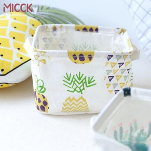MICCK New Storage Basket for Toys Cosmetic Organizer Kitchen Sundries Desktop Bag Cotton Linen Waterproof Fabric Laundry Basket