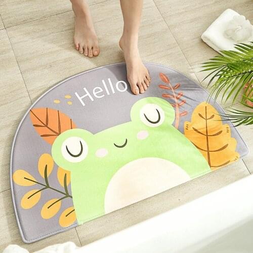 New Cartoon Bathroom Absorbent Floor Mat Semi-circular Flannel Household Bedroom Bathroom Entrance Non-slip Mat Bath Mats Rugs
