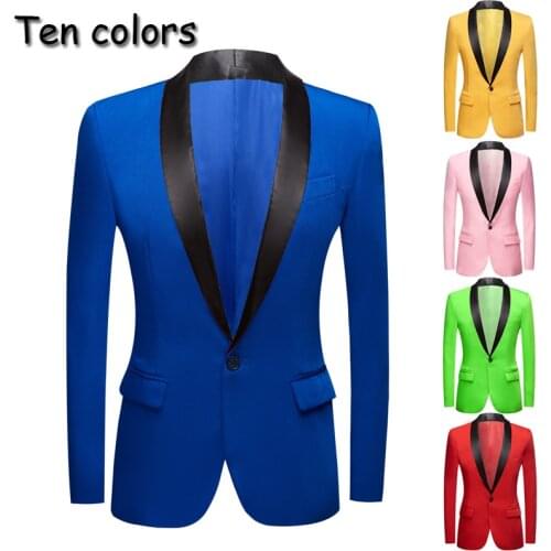 New yellow Pink Blue Red Apple green Colorful Wedding Prom Groom Tuxedo Mens Suit Jacket Stage Singer Prom Slim Fit Blazers