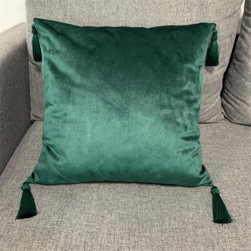 Solid Plain Shiny Soft Velvet Decorative Cushion Cover Pillow Case Tassel For Home Car Office Gift