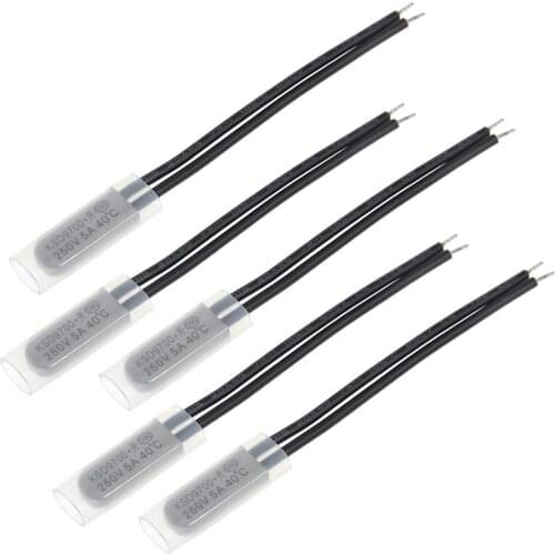 OOTDTY 5Pcs KSD9700 5A 250V 40 Degrees Celsius (N. O.) Thermostat Temperature Switch for Electric Motors Fluorescent Reactors