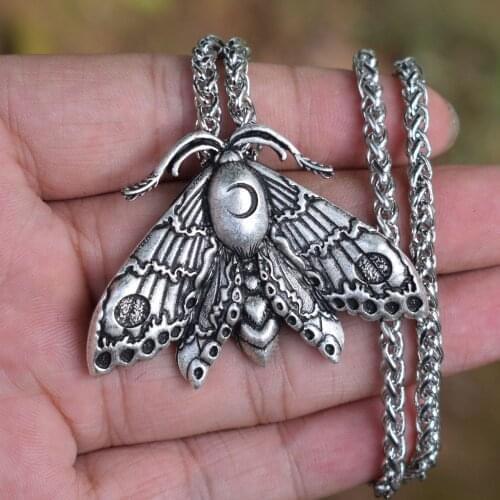 Dead head moth Necklace Insect Moon Butterfly Pendant Necklace Sanlan Jewelry