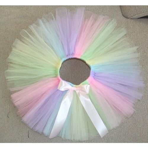 Rainbow tutu undertint split joint tutu for baby with pink bow 5 colors