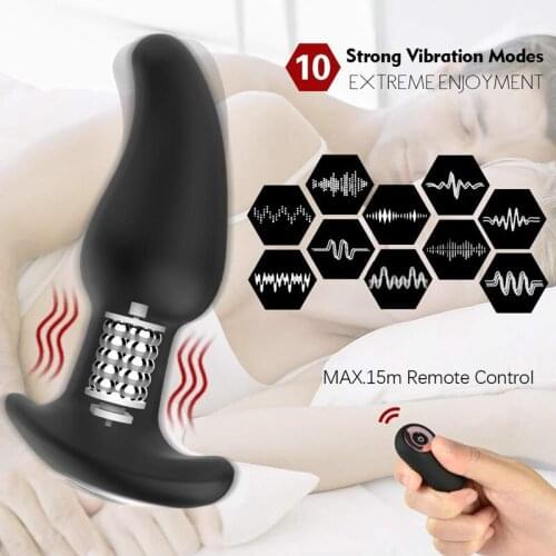 G-spot Stimulate Prostate Massage Sex Toys Men Silicone Vibrator Rotating Remote Control Anal Plug Big Butt Plug Masturbator