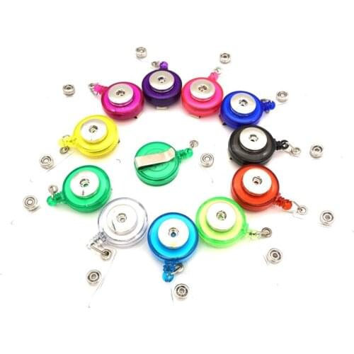 Retractable Ski Pass ID Card Badge Holder Reel Pull Key Name Tag Recoil Reel DIY 18MM Snap Button Jewelry School Hospital