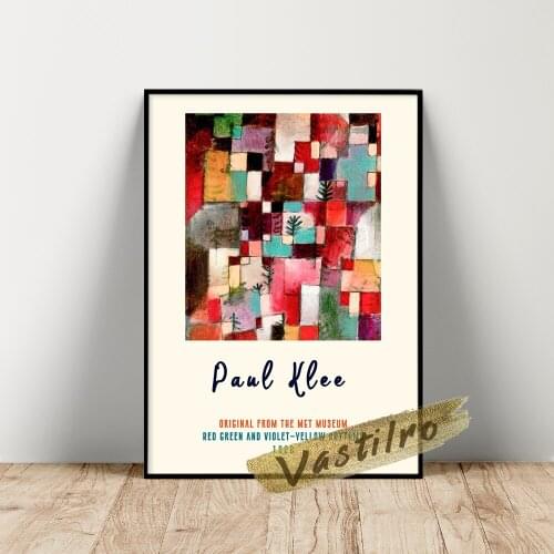Paul Klee Museum Exhibition Poster, Red Green And Violet–Yellow Rhythms Wall Painting, Vintage Klee Abstract Color Wall Stickers