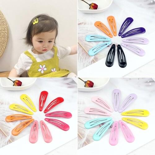5/10Pcs Candy Color Hair Clip Cute Colorful BB Duckbill Hairpins Sweet Waterdrop Shape Barrettes Accessories For Women Girl Kids