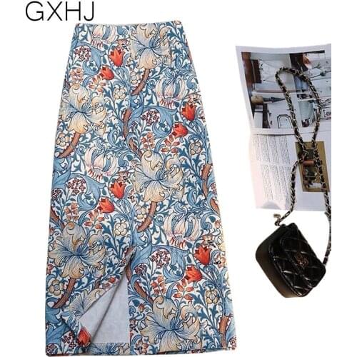 Women A Line High Waist Skirt 2021 Ladies Casual Flowers Printed Short Mini Skirts Slim Evening Party Skirt LHJ368