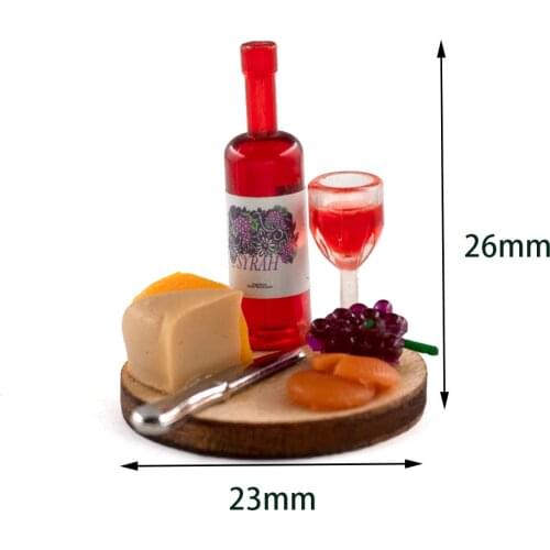 1/12 Doll House Miniature Cake Wine Dish Simulation Food Drinks Model Toys for Mini Decoration Dollhouse Accessories