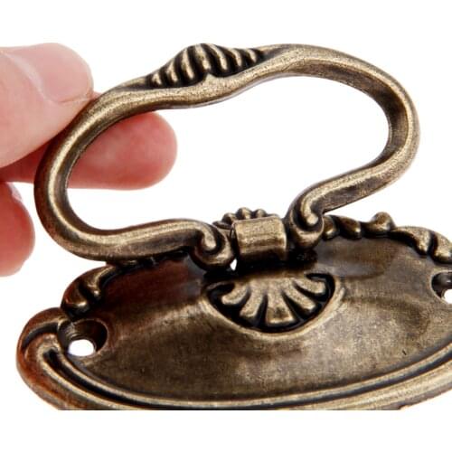 1pc Antique Bronze Furniture Handle Cabinet Jewelry Box Decorative Retro Knob Furniture Hardware 78*43mm
