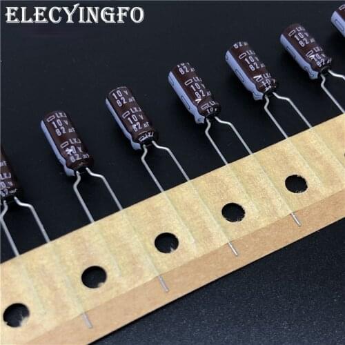 10pcs/100pcs 82uF 10V82UF NCC LXJ Series 5x11mm Low Impedance Long Life 10V82uF Aluminum Electrolytic Capacitor