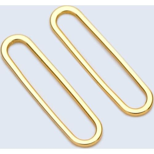 10pcs Gold Oval Link Charms 20/25mm, Brass Long Oval Hoops, Geometric Hoop Circle Connector Pendants (GB-1485)