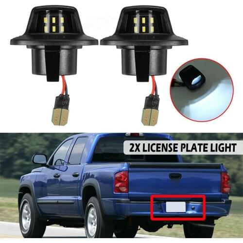 2pcs License Plate Light White 12V DC LED Rear Lamp For Mitsubishi Raiders 2006-2009 Dodge Dakota 1997-2010 Replacement