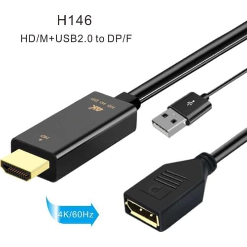 4K 60Hz HDMI-compatible Male to DP Display Port Female Converter Video Adapter Cable DP active USB Power Supply for TV PC Laptop