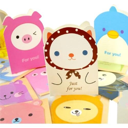 5pcs/lot Korean Creative Cute Animal Cartoon Card Random Design Birthday Card Greeting Card fashion gifts Christmas Card