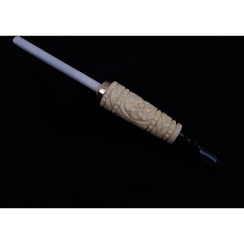 AGovem Handmade Block Meerschaum Cigarette Holder For Women and Men Regular Size Mouthpiece Handmcarved AGM-04