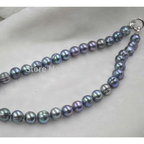 Free shipping 11.5-12mm genuine cultured black pearl necklace 50cm long