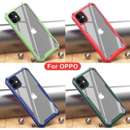 Armor Transparent Shockproof Bumper Phone Case For OPPO Reno 4 3 Pro 2F 2Z Realme 7 6 Pro C15 C12 C11 F17 Pro Acrylic+TPU Case