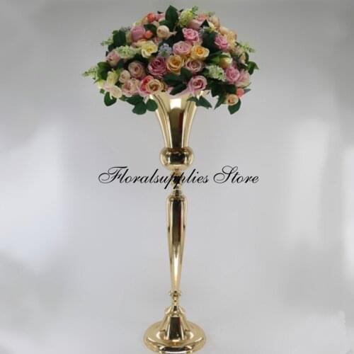 Flowers Vases wedding Candle Holders Road Lead Table Centerpiece Metal Gold Stand Pillar Candlestick For Wedding decoration