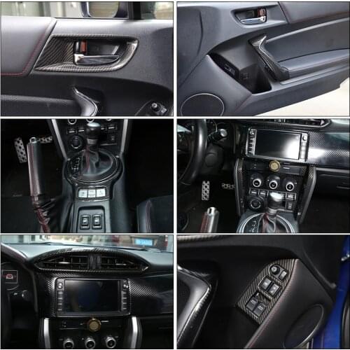 Car Interior Decorative Trim Door Switch & Handle / Center Gear For Toyota 86/Subaru BRZ 12-2020 ABS Black Carbon Fiber Pattern