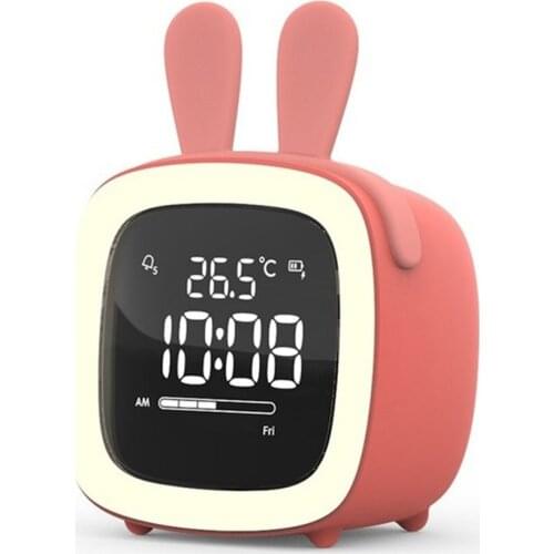 Kids Alarm Clock Cute-TV Night Light Alarm Clock For Children Desk Clock Rechargeable Battery Operated Bedroom Clock