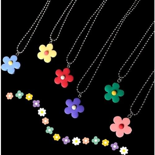 DoreenBeads New Funny Women Girl Fun Cute Colorful Retro Soft Ceramic Small Flower Necklace Couple Clavicle Chain Trendy Jewelry