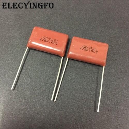 100pcs CBB capacitor 475 100V 475K 4.7uF 4700nF P22 CL21 Metallized Polypropylene Film Capacitor