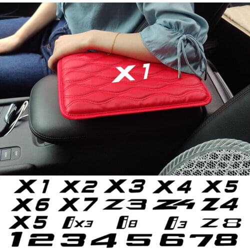 Leather Car Handrest Armrest Box Mats Cover Hand Pillow Pad For Bmw 1 2 3 4 5 6 7 8 Series X1 X2 X3 X4 X5 X6 X7 Z4 mini Stickers