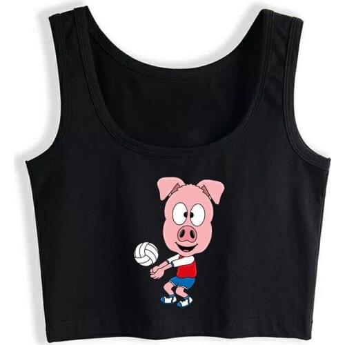 Crop Top Women Pig Farm Volleyball Animal Sports Harajuku Tank Top Women Sleeveless Women Clothes