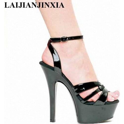 LAIJIANJINXIA 15cm Super High Shoes Party Princess Sexy Heels Red Rome Shoes 6 inch High Heel Shoes Back Strap Platform Sandals