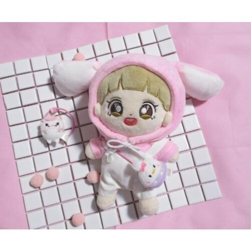 [MYKPOP]Bunny Hooded Sweatshirt + overalls 2pcs Set for 20cm 15cm doll (without doll) KPOP Fans Collection SC20090814