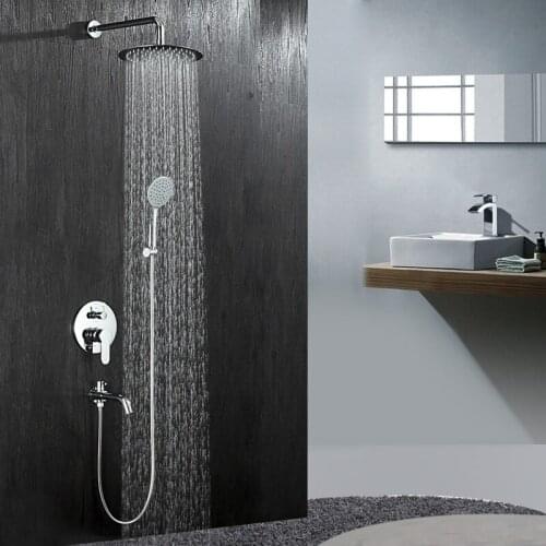 Beiluode Bathroom Chrome Brass Shower Set Rainfall Concealed Feucet System Bathtub Cold and Hot Mixer Hidden Shower Set LA1028