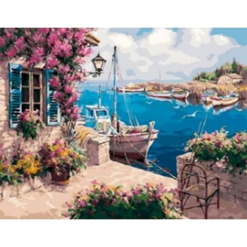 Gatyztory Seaside Painting By Numbers For Adults Kids Scenery Handpainted Kits Canvas Drawing Acrylic Paints DIY Gift Wall Home