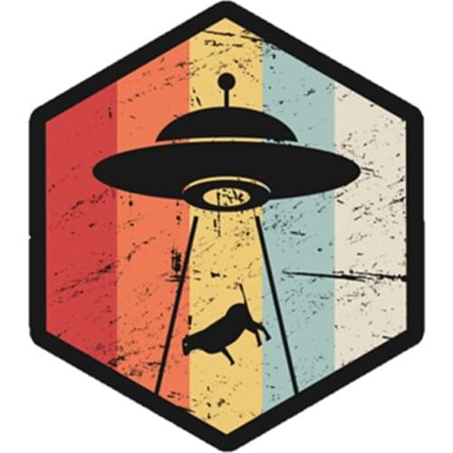 Vintage Retro UFO Alien Abduction Icon Car Sticker PVC Coloful Decals Motorcycle Accessories Sticker Waterproof PVC