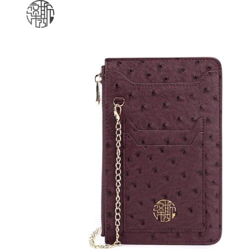 Zenos New Arrivals Ostrich Skin PU Leather Chain Mini Phone Bags Crossbody Bags Card Holder Purse For Women